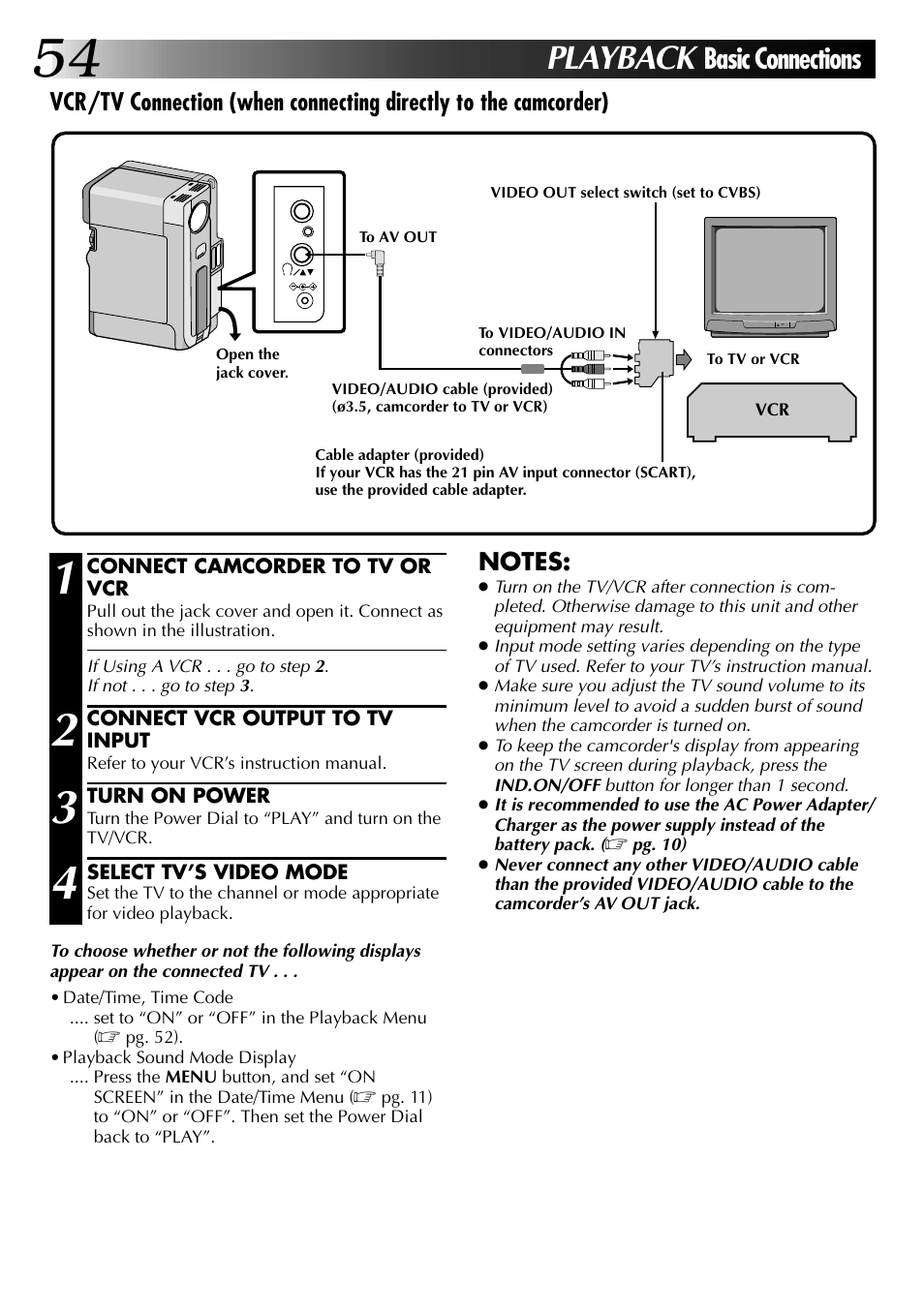 Playback, Basic connections | JVC 0797TOV*UN*SN User Manual | Page 54 / 84