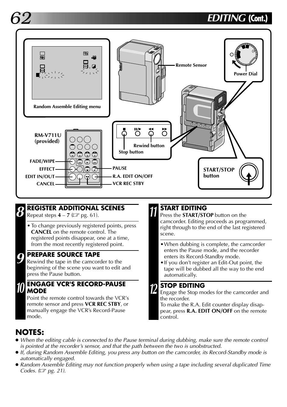 Editing, Cont.) | JVC 0797TOV*UN*SN User Manual | Page 62 / 84