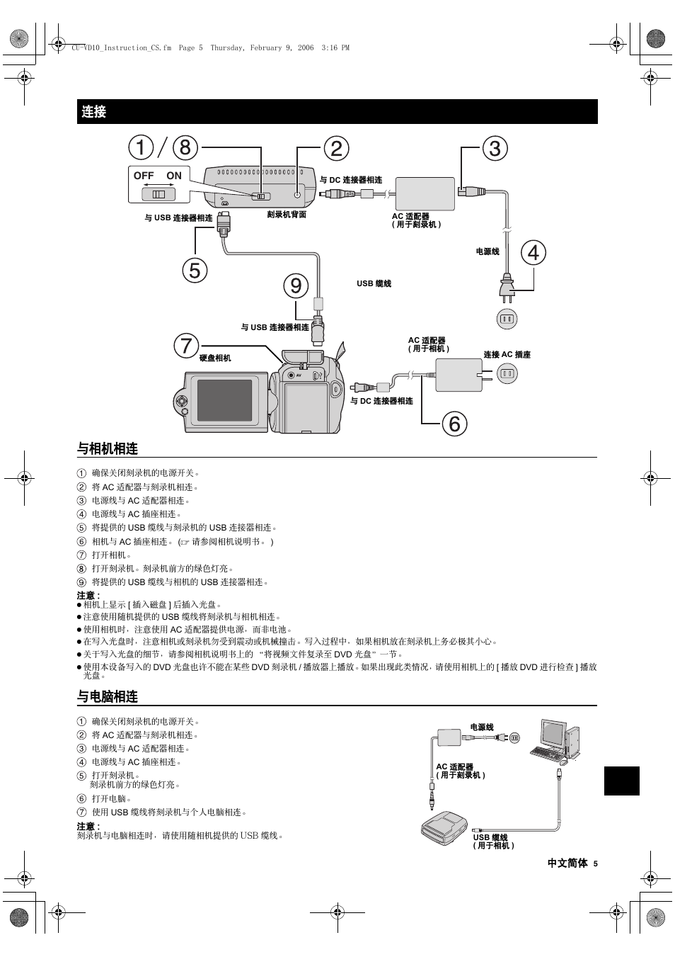 与相机相连, 与电脑相连 | JVC CU-VD10 User Manual | Page 101 / 112
