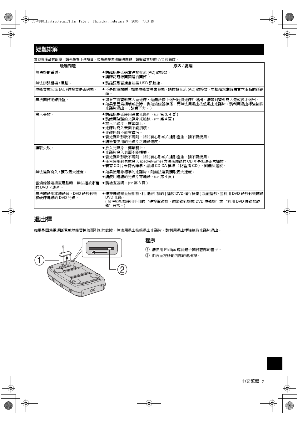 疑難排解 | JVC CU-VD10 User Manual | Page 109 / 112