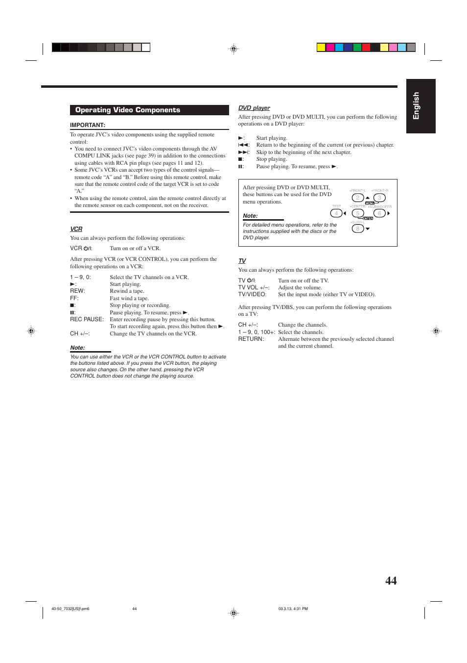 English | JVC RM-SRX7032U User Manual | Page 47 / 54