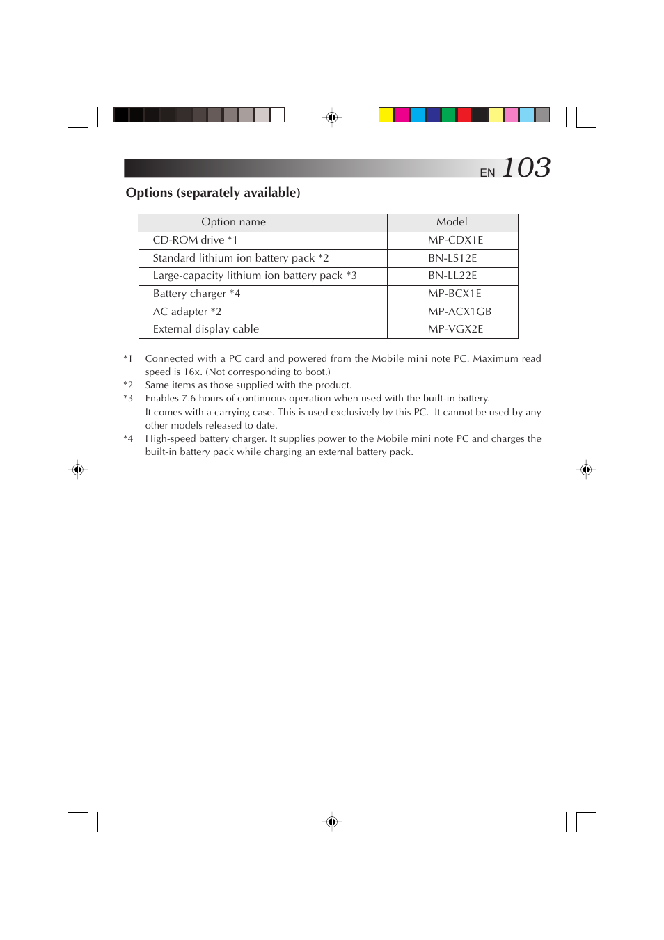 Options (separately available) | JVC MP-XP731GB User Manual | Page 103 / 132