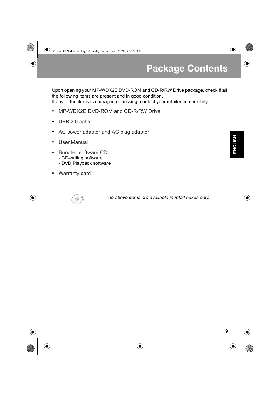 Package contents | JVC MP-XP731GB User Manual | Page 115 / 132