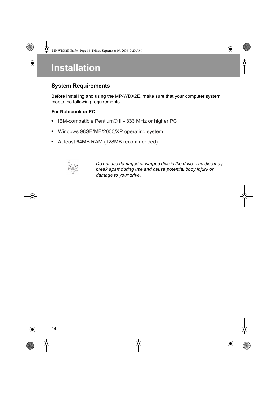 Installation | JVC MP-XP731GB User Manual | Page 120 / 132