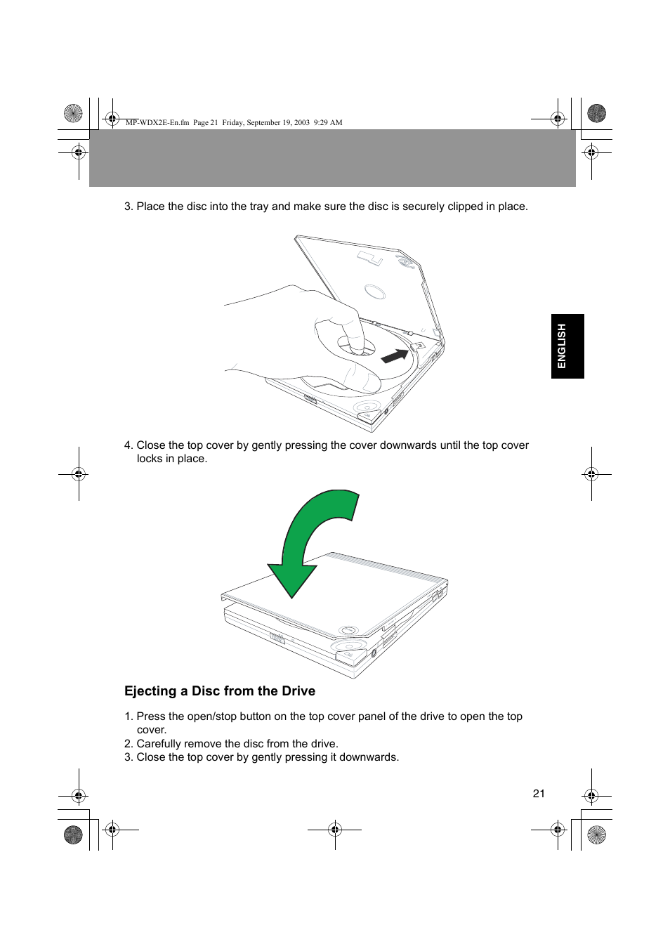 Ejecting a disc from the drive | JVC MP-XP731GB User Manual | Page 127 / 132