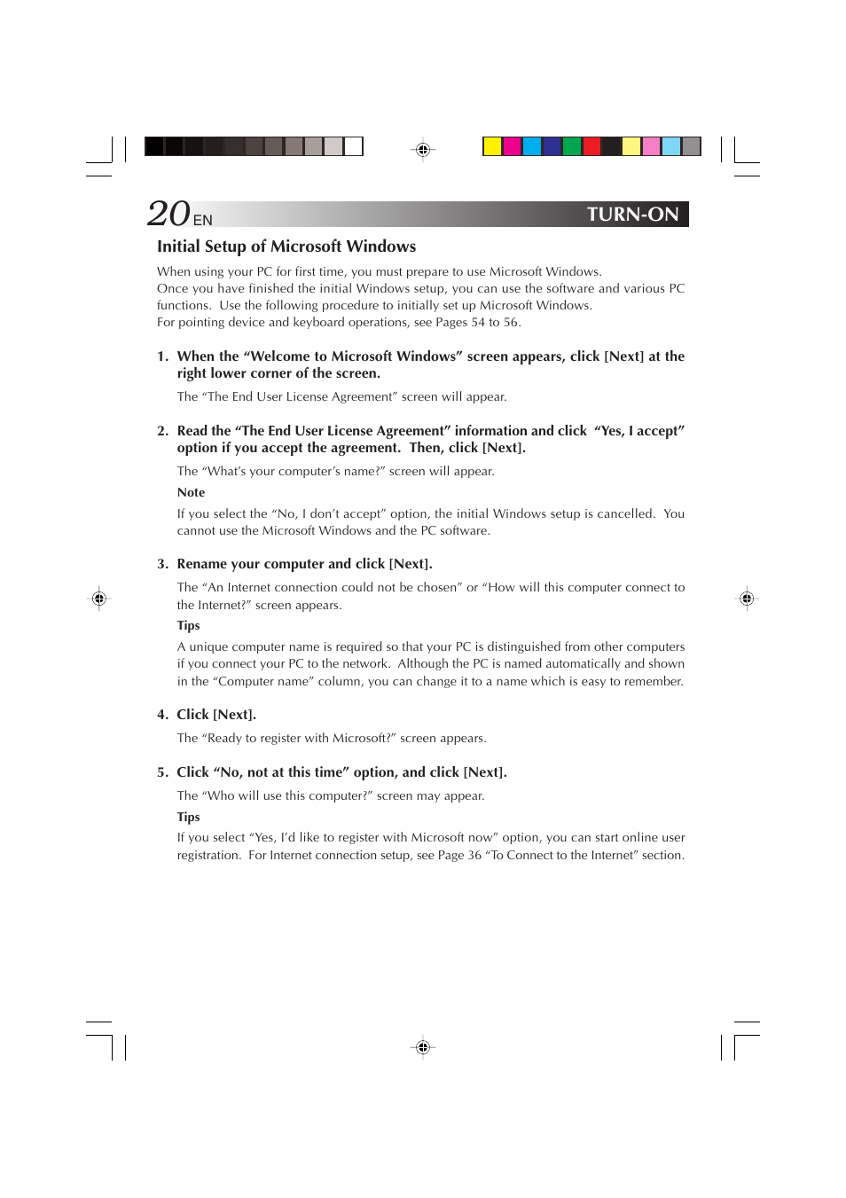 Turn-on | JVC MP-XP731GB User Manual | Page 20 / 132