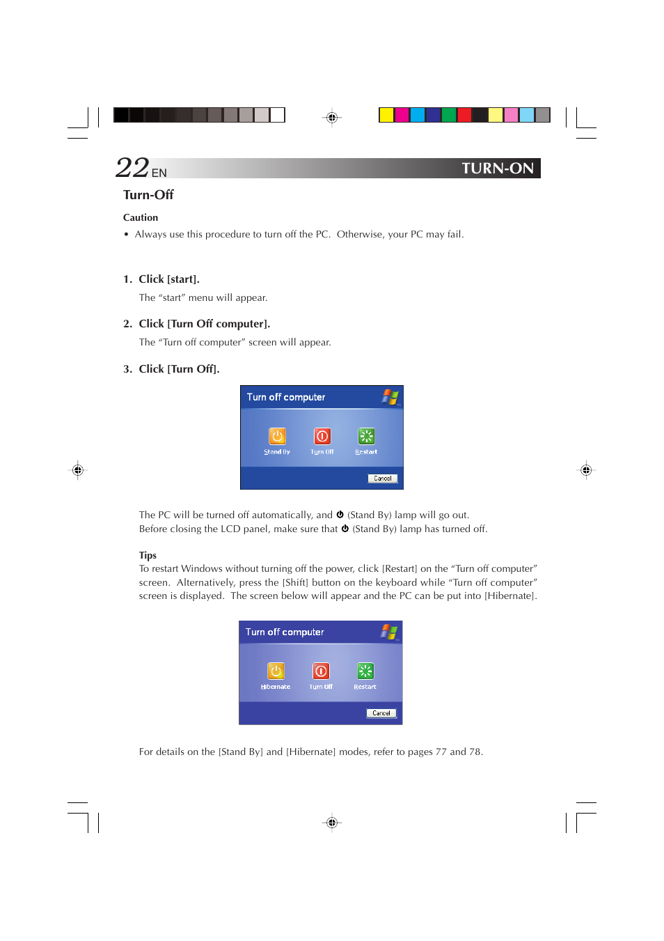 Turn-on | JVC MP-XP731GB User Manual | Page 22 / 132