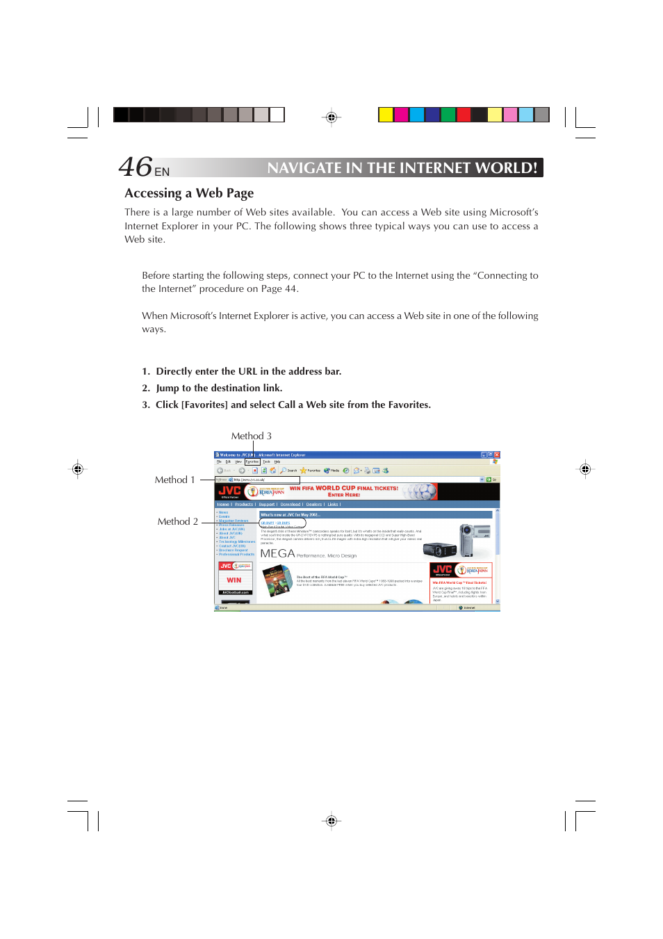 Navigate in the internet world | JVC MP-XP731GB User Manual | Page 46 / 132