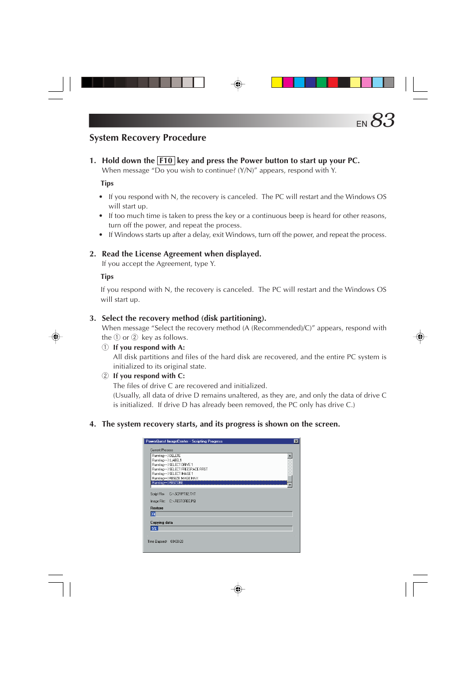 System recovery procedure | JVC MP-XP731GB User Manual | Page 83 / 132