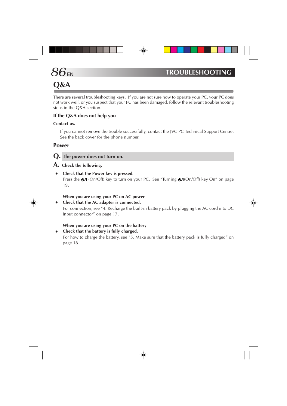 Power, Troubleshooting | JVC MP-XP731GB User Manual | Page 86 / 132