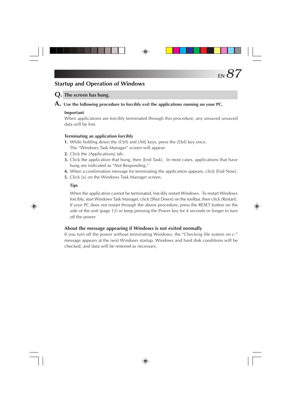 Startup and operation of windows | JVC MP-XP731GB User Manual | Page 87 / 132