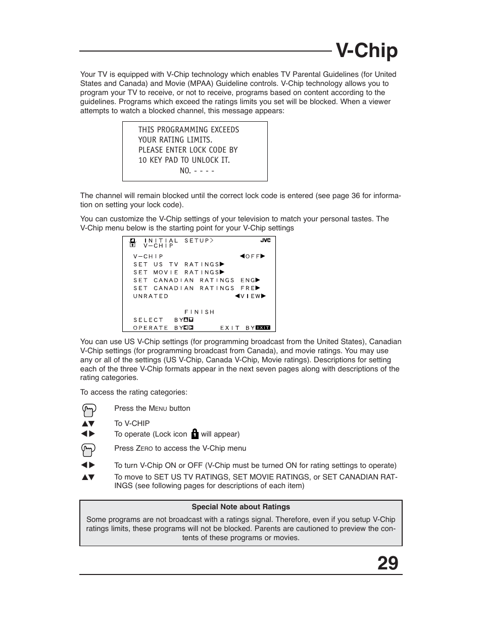V-chip | JVC AV 27D503 User Manual | Page 29 / 56