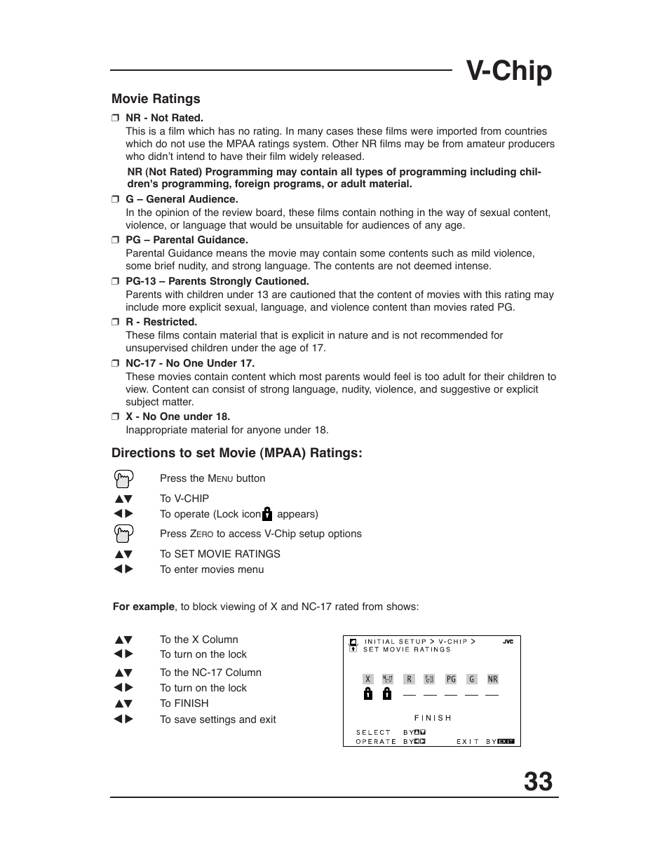 V-chip | JVC AV 27D503 User Manual | Page 33 / 56