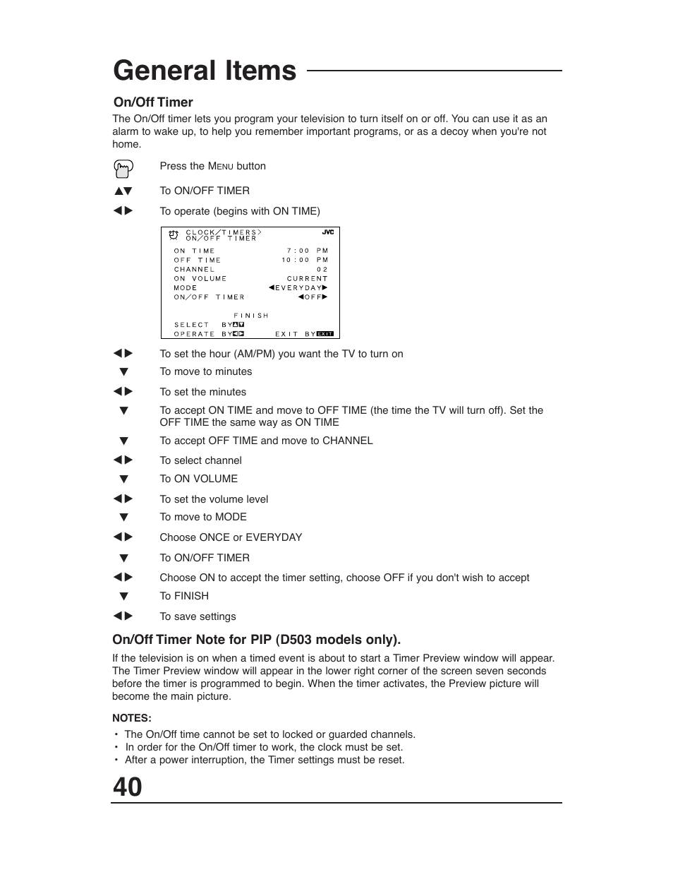 General items | JVC AV 27D503 User Manual | Page 40 / 56