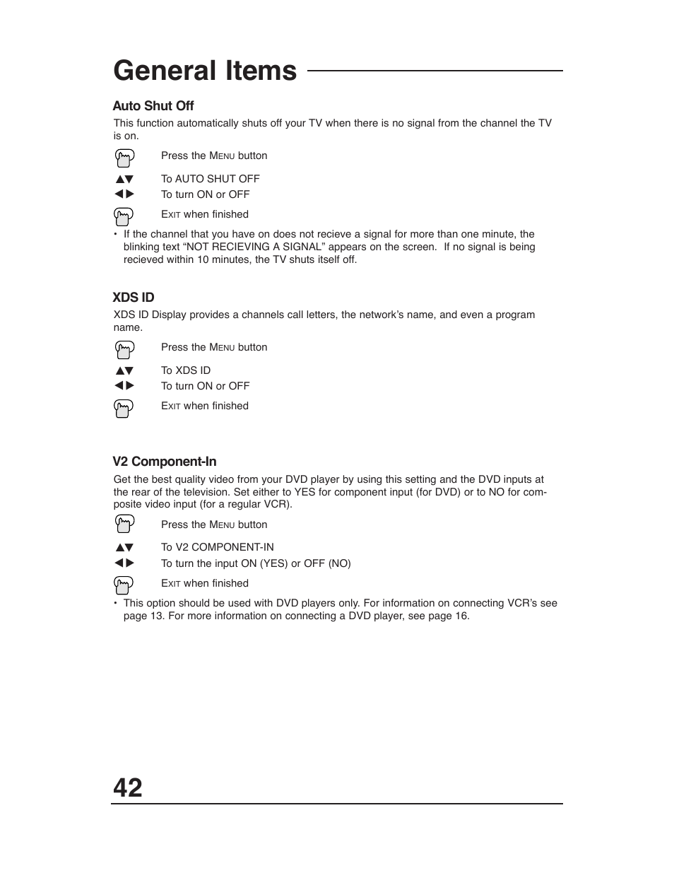 General items | JVC AV 27D503 User Manual | Page 42 / 56