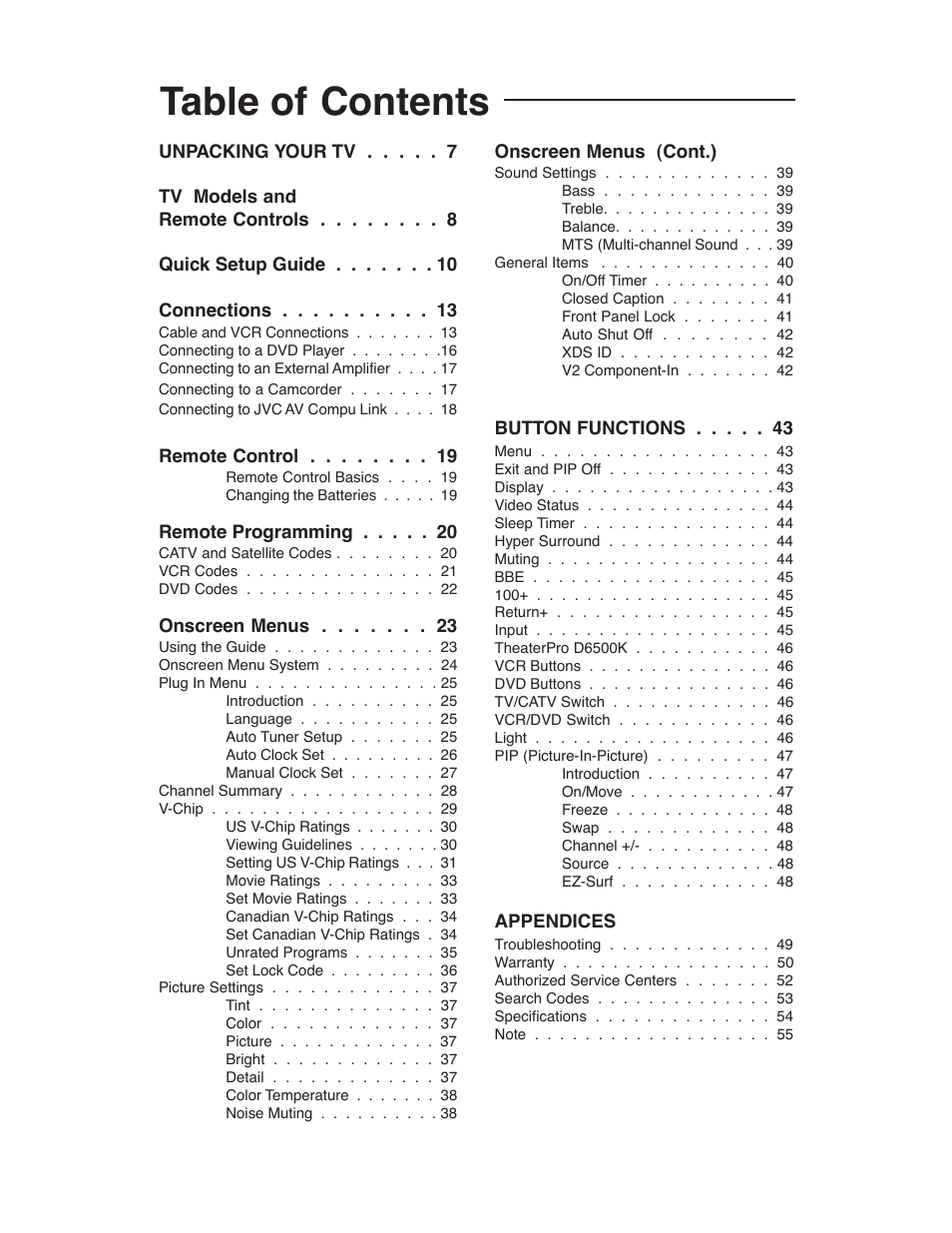 JVC AV 27D503 User Manual | Page 6 / 56