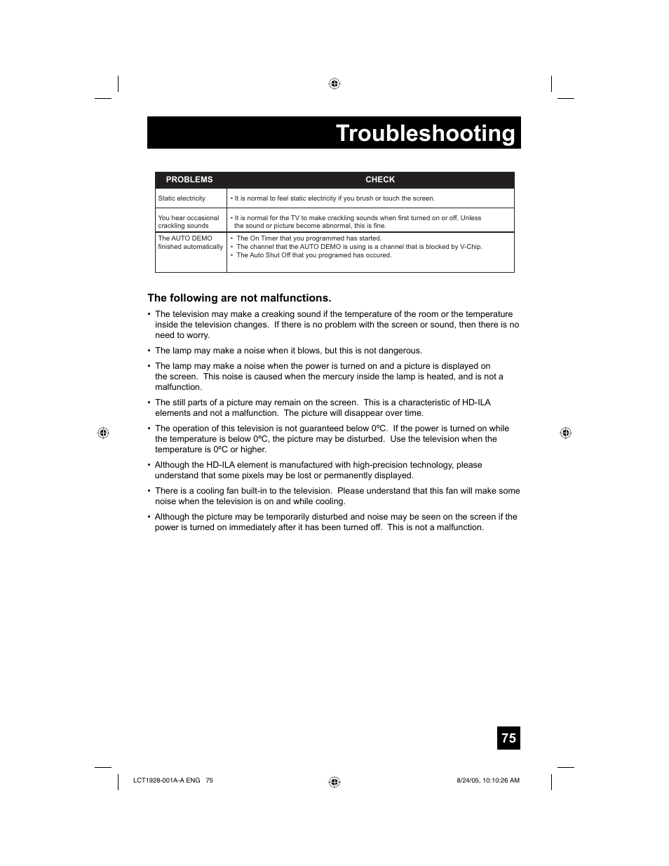 Troubleshooting | JVC HD-61Z456 User Manual | Page 75 / 88