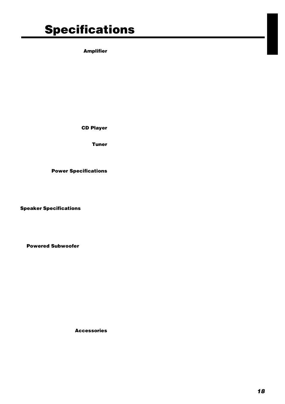 Specifications, 18 engli s h | JVC FS-8000 User Manual | Page 21 / 22
