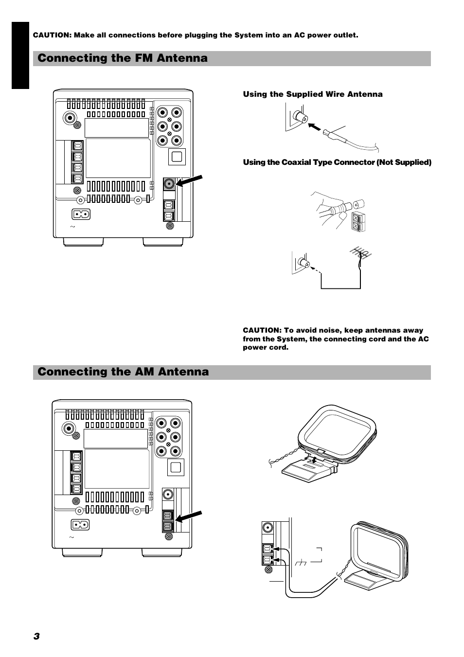 Connecting the fm antenna, Connecting the am antenna, 3engli s h | JVC FS-8000 User Manual | Page 6 / 22