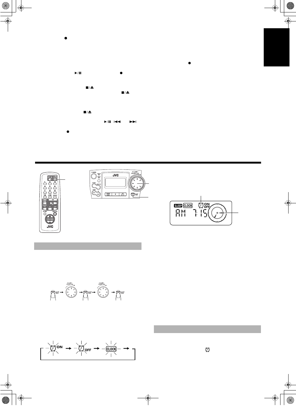 Using the timers, Setting the clock, Setting the daily timer | JVC RC-BZ6BU User Manual | Page 11 / 39