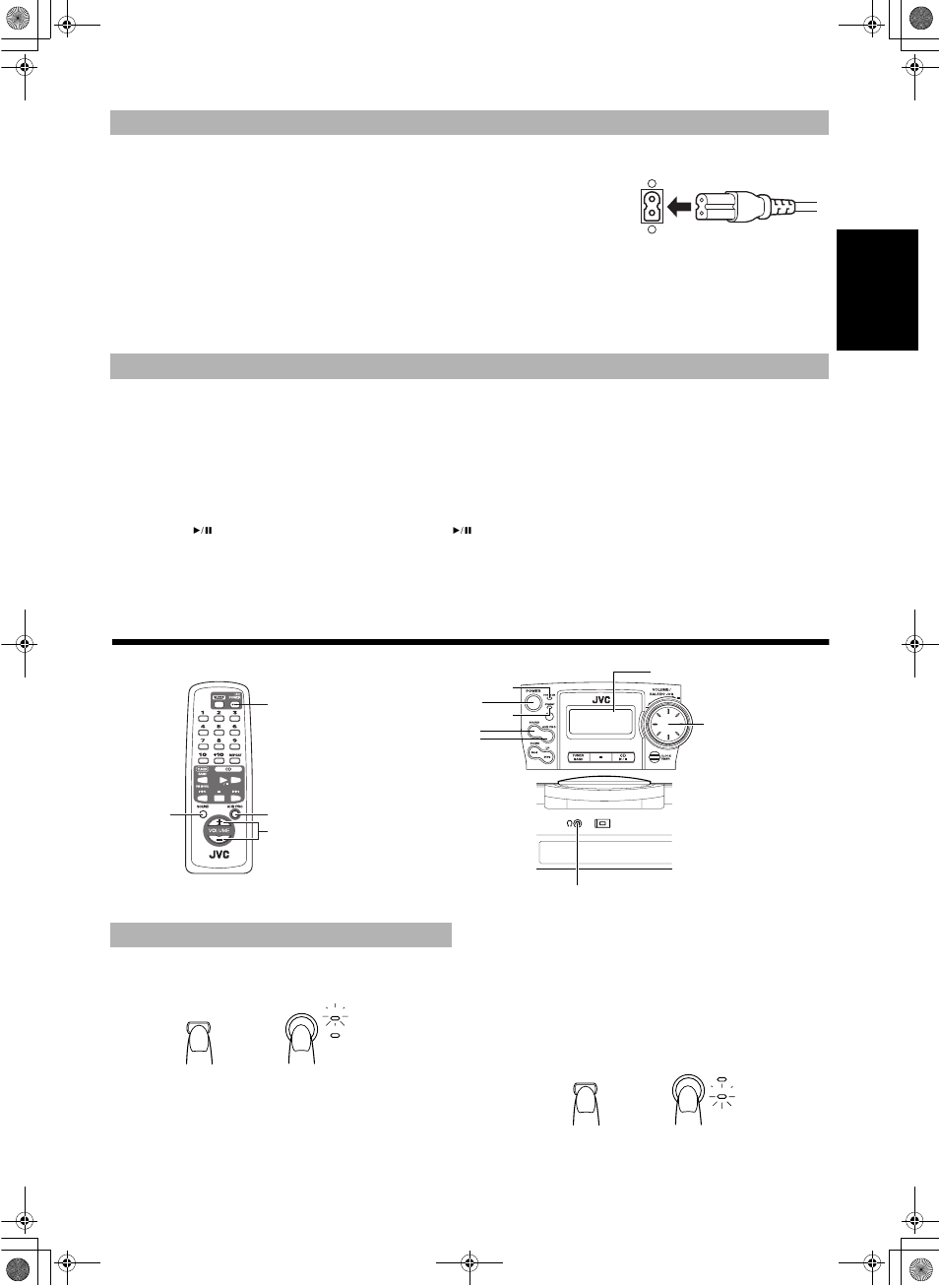 Funciones comunes, Encendido y espera del equipo, 3español | Encendido del sistema, Estado de espera del sistema | JVC RC-BZ6BU User Manual | Page 17 / 39