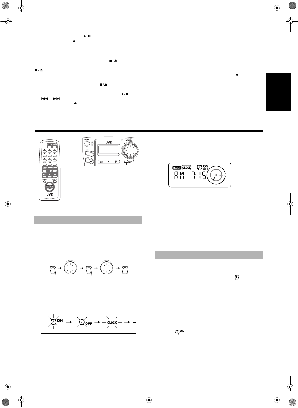 Uso de los temporizadores, Ajuste del reloj, Ajuste del temporizador daily | JVC RC-BZ6BU User Manual | Page 23 / 39