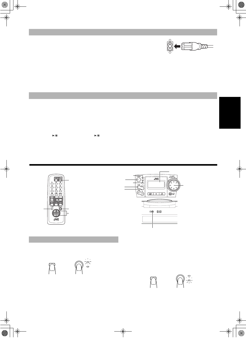 Operations communes, Opérations communes, Mettez sous et hors attente | 3français, Mise sous tension de l’appareil, Mettez l’appareil hors attente | JVC RC-BZ6BU User Manual | Page 29 / 39
