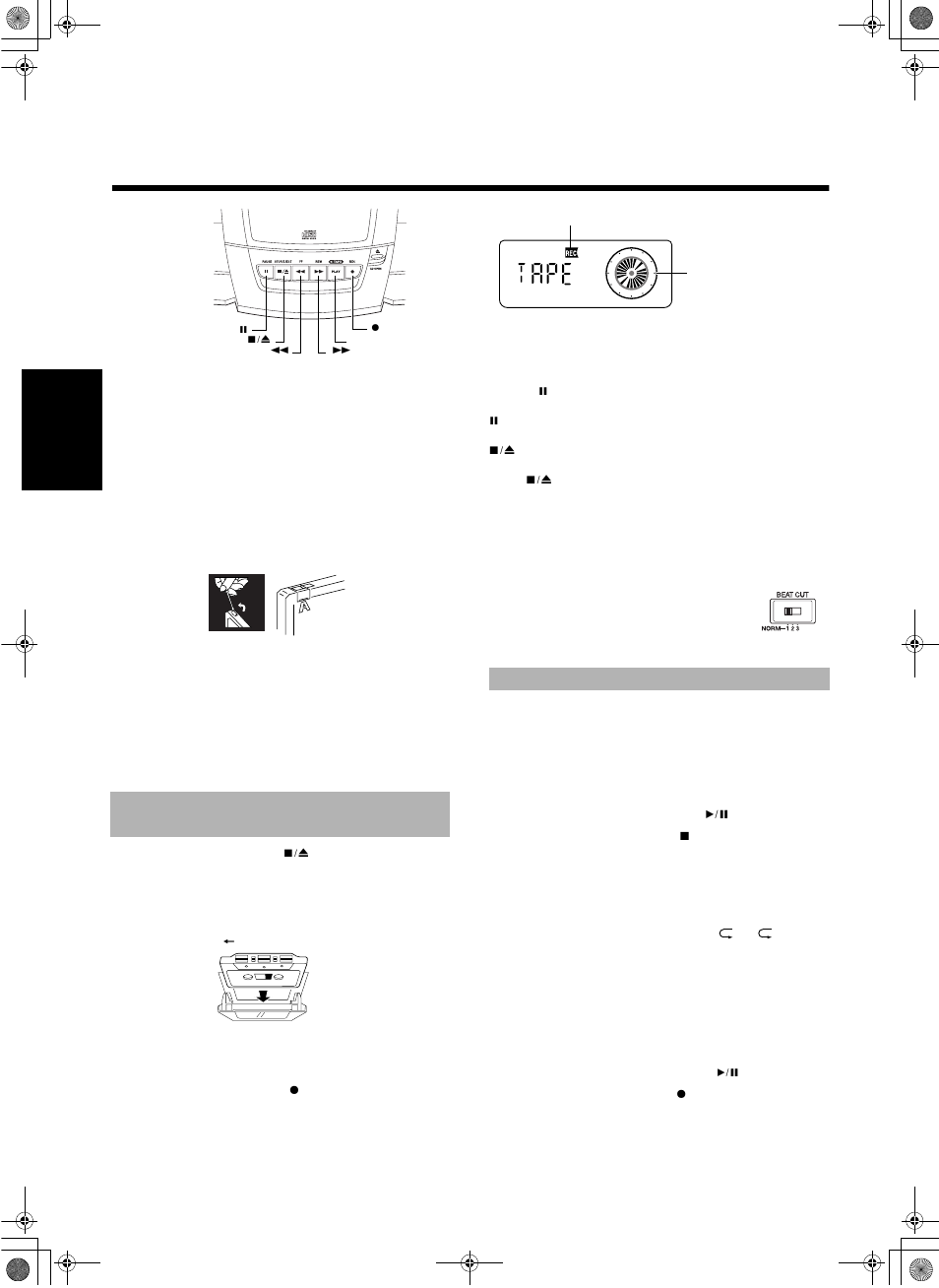 Utilisation de la platine à cassettes, Enregistrement à partir de la radio | JVC RC-BZ6BU User Manual | Page 34 / 39