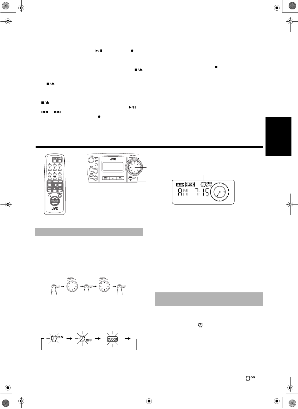 Utilisation des minuteries, Mise à l’heure de l’horloge, Réglage de la minuterie bonjour | JVC RC-BZ6BU User Manual | Page 35 / 39