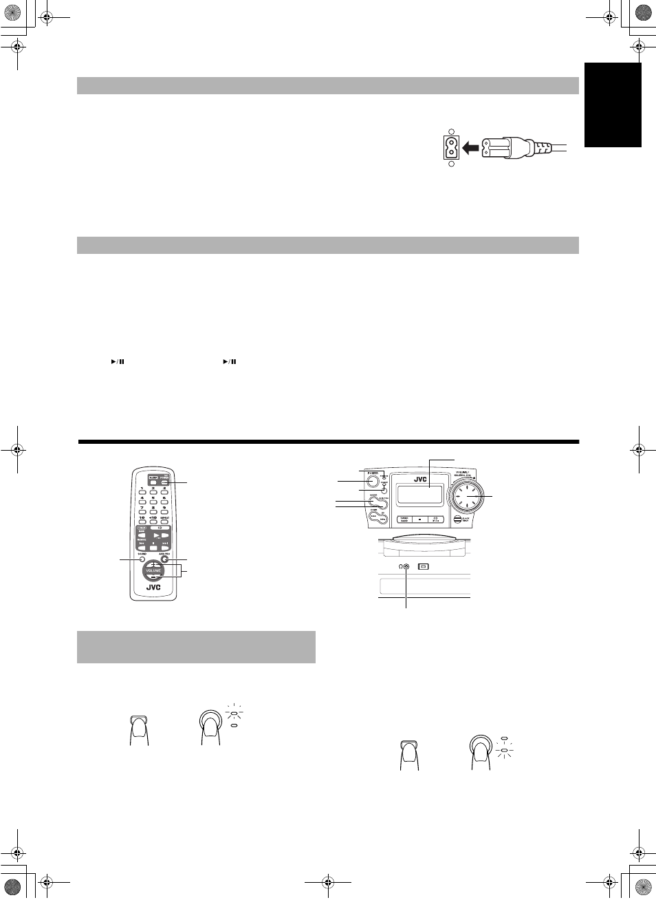 Common operations, Turning the power on and sandby, 3english | Turning the unit on, Turning the unit standby | JVC RC-BZ6BU User Manual | Page 5 / 39