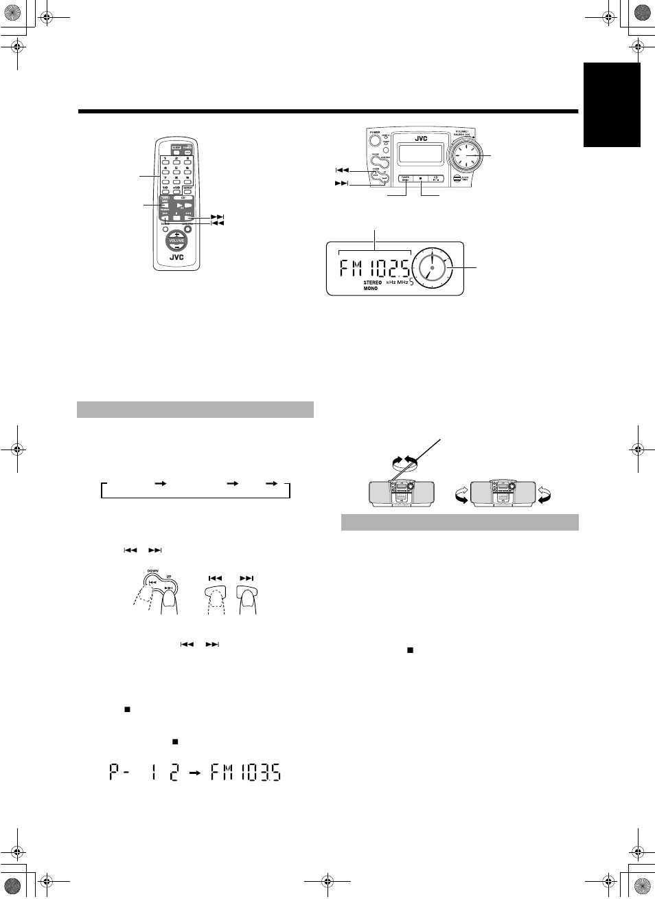 Using the tuner, Tuning in a station, Presetting stations | JVC RC-BZ6BU User Manual | Page 7 / 39