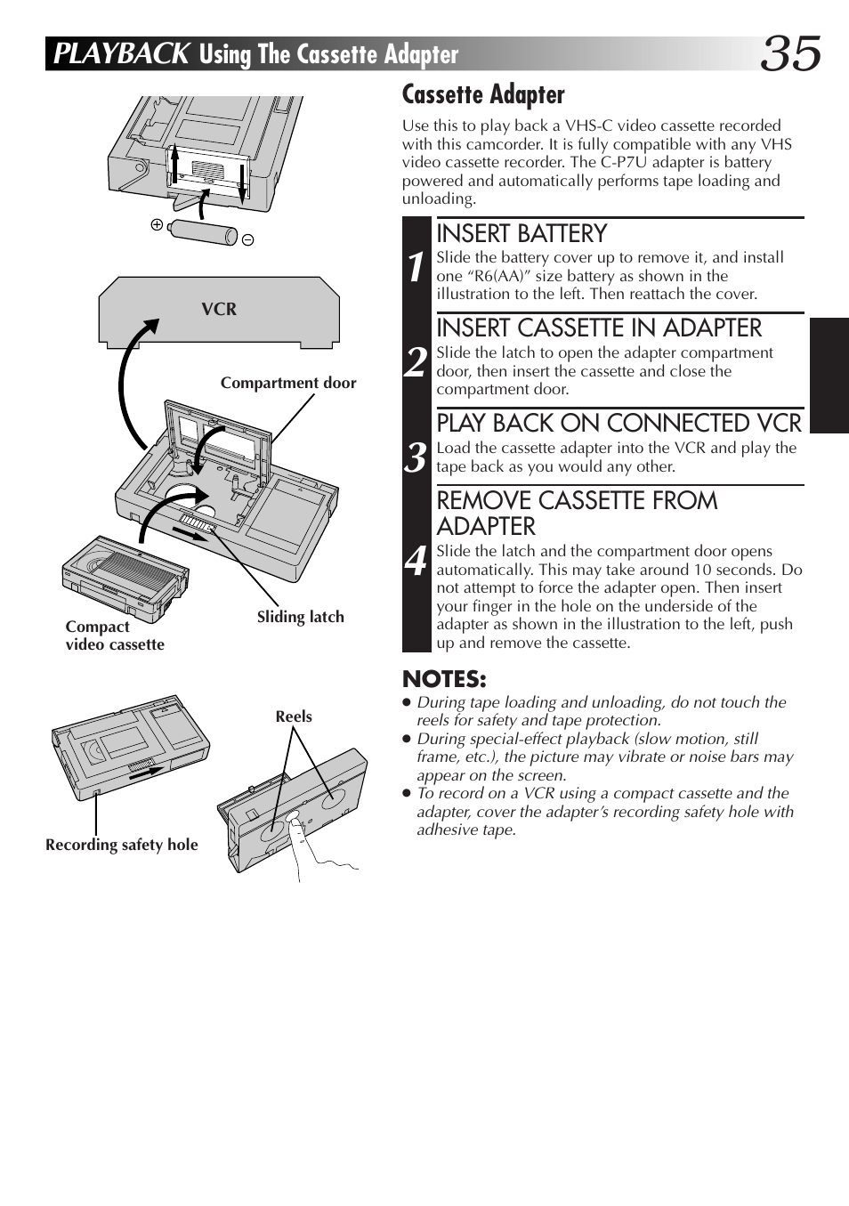 Playback | JVC Compact VHS User Manual | Page 34 / 44