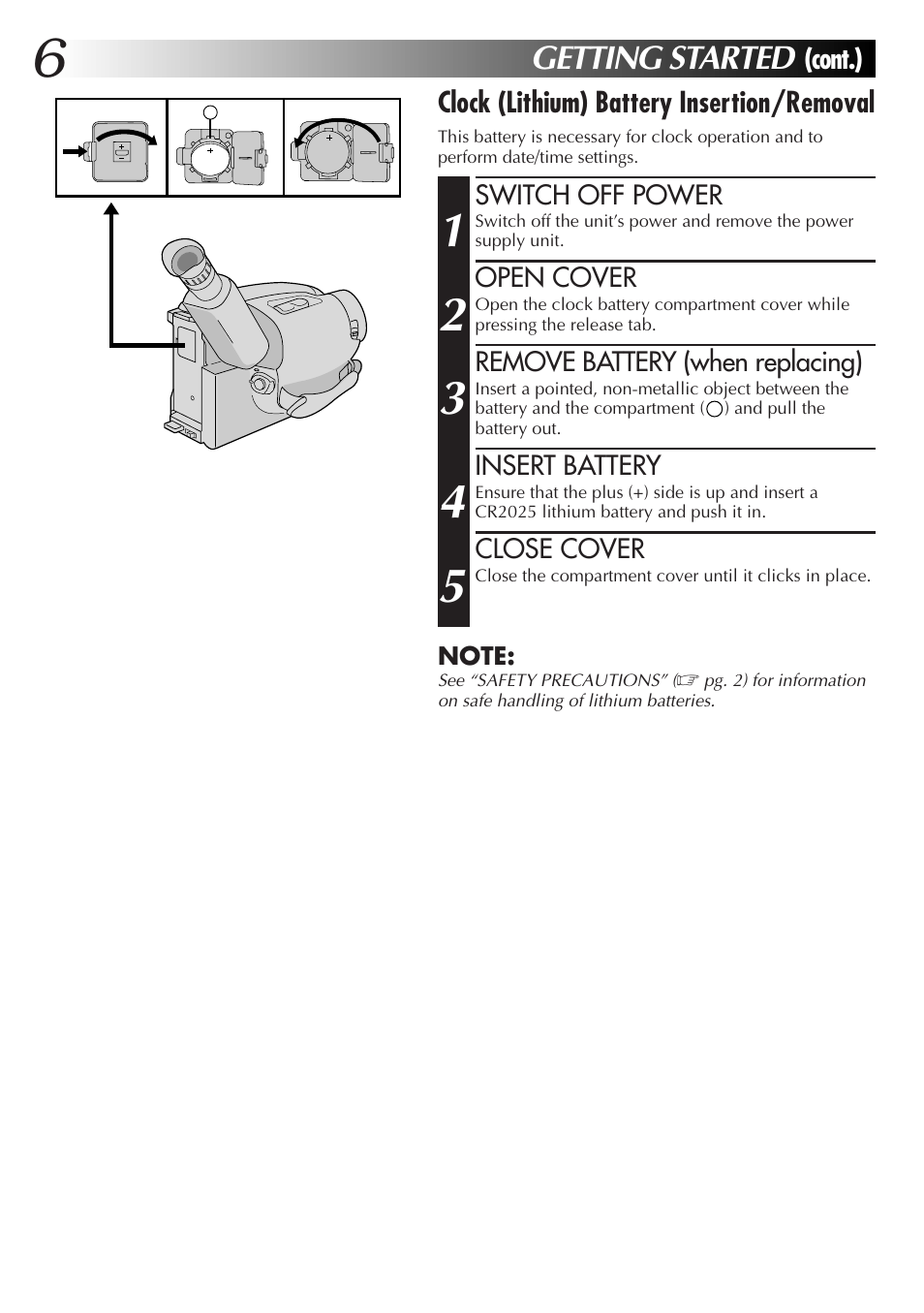 Getting started | JVC Compact VHS User Manual | Page 5 / 44