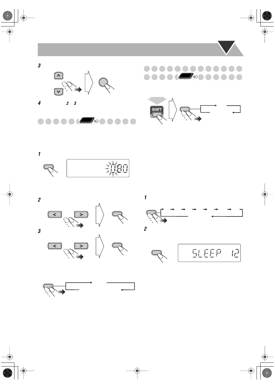 Setting the clock, Turning off the power automatically | JVC UX-P550 User Manual | Page 18 / 48