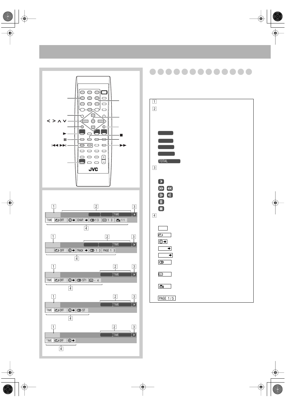 On-screen disc operations, On-screen bar information, On-screen bars | JVC UX-P550 User Manual | Page 28 / 48