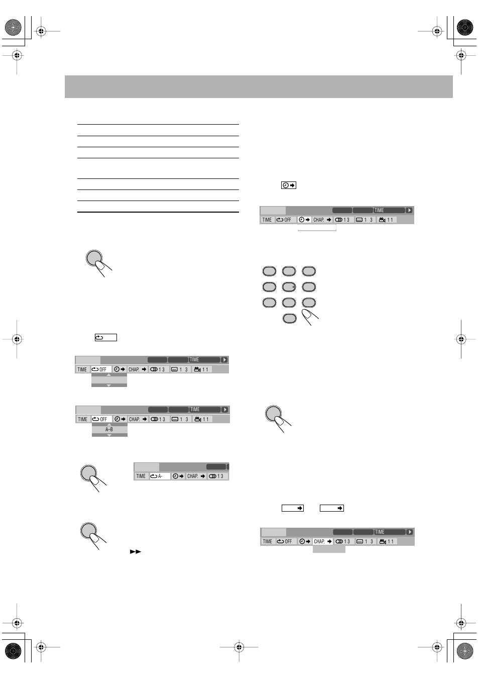 A-b repeat, Time search, Chapter/track search | JVC UX-P550 User Manual | Page 30 / 48