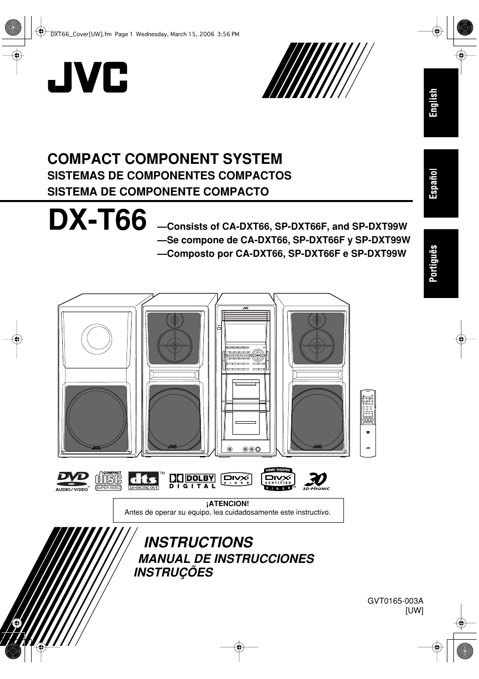 Dx-t66(uw), Instructions, Dx-t66 | Compact component system | JVC DX-T66 User Manual | Page 101 / 356