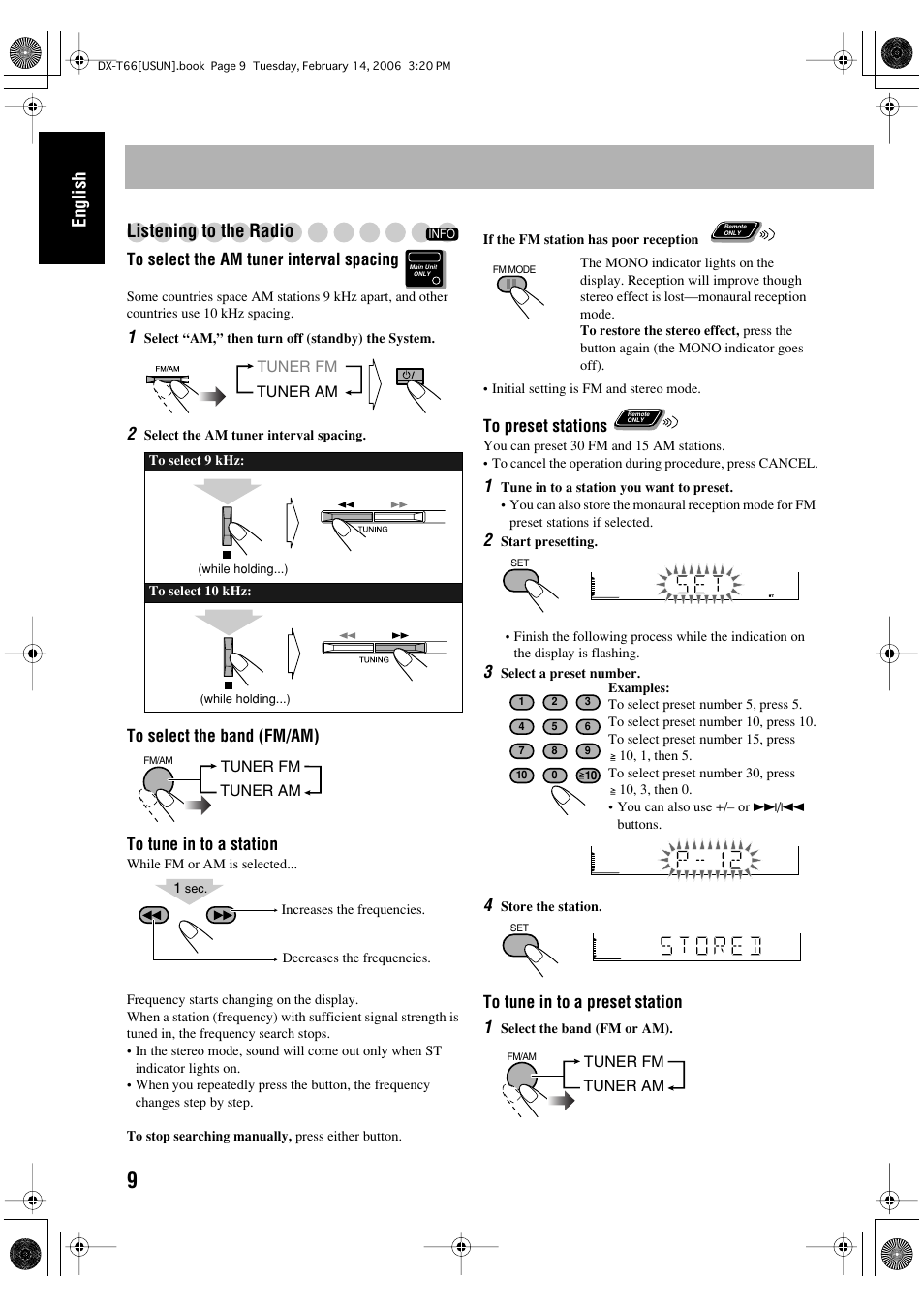 English listening to the radio | JVC DX-T66 User Manual | Page 12 / 356