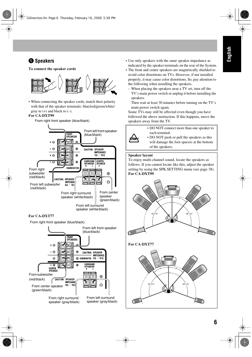 English, Speakers | JVC DX-T66 User Manual | Page 211 / 356