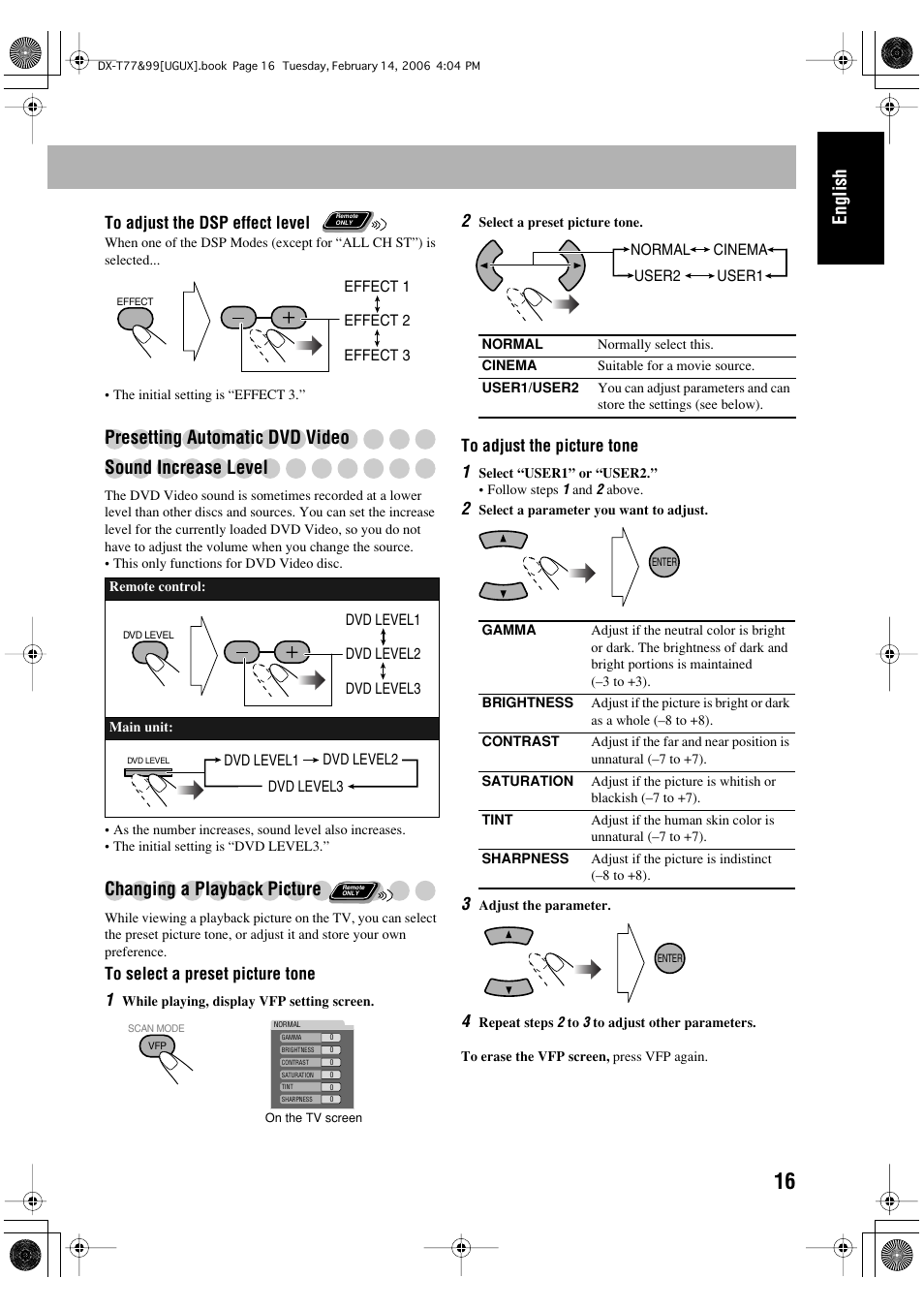 English, Changing a playback picture | JVC DX-T66 User Manual | Page 221 / 356