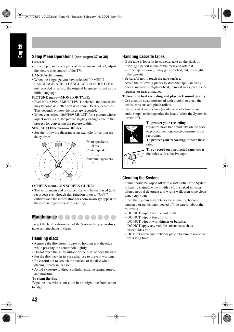 English, Maintenance | JVC DX-T66 User Manual | Page 248 / 356