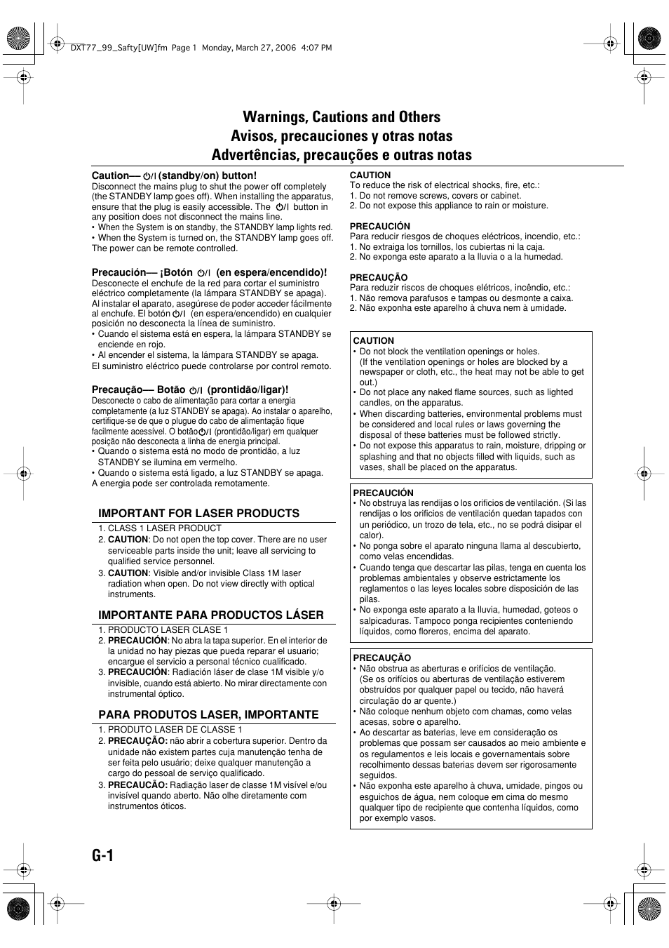 Warnings, cautions and others | JVC DX-T66 User Manual | Page 256 / 356