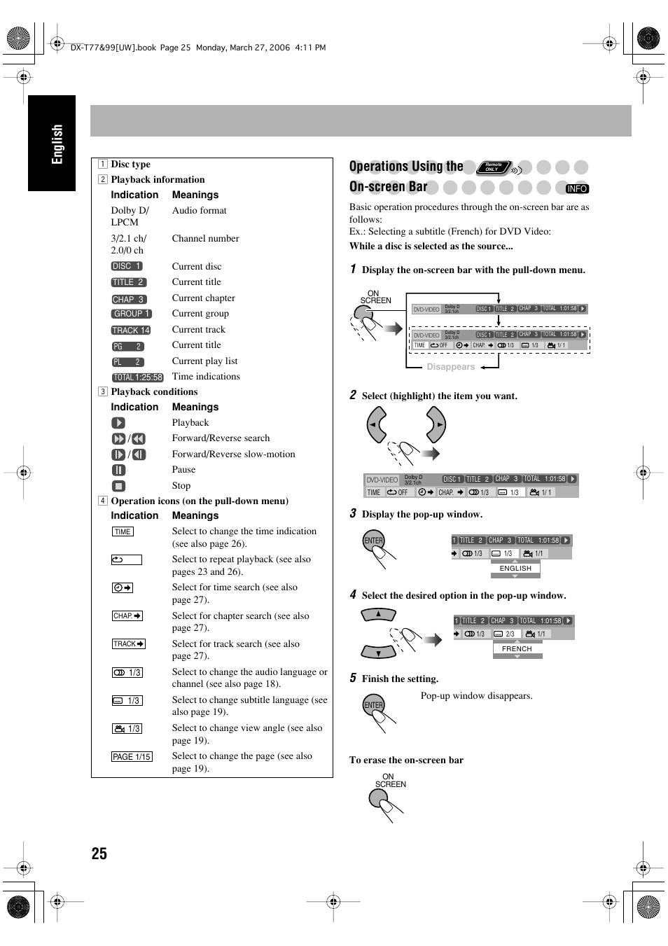 English, Operations using the on-screen bar | JVC DX-T66 User Manual | Page 282 / 356