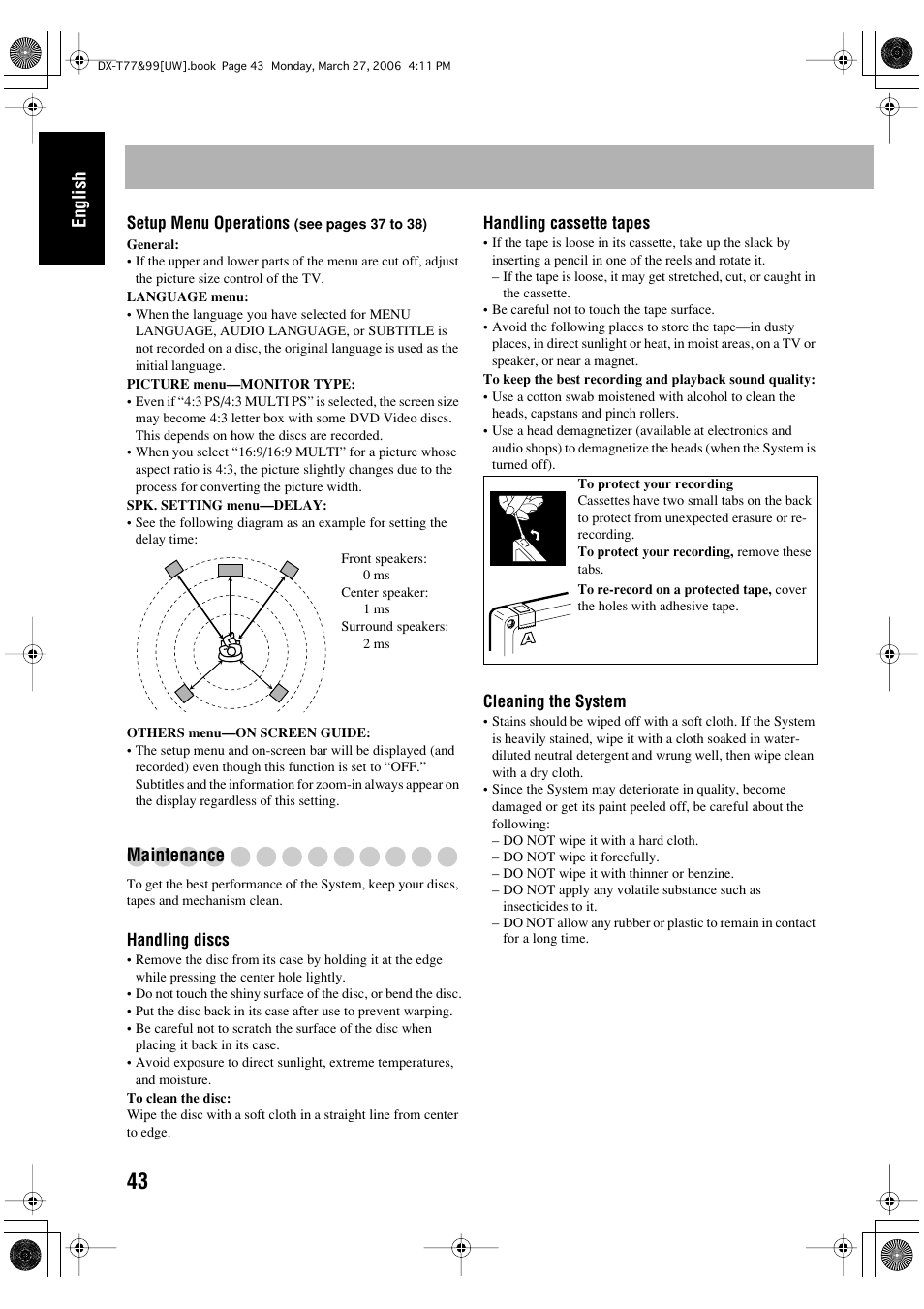 English, Maintenance | JVC DX-T66 User Manual | Page 300 / 356