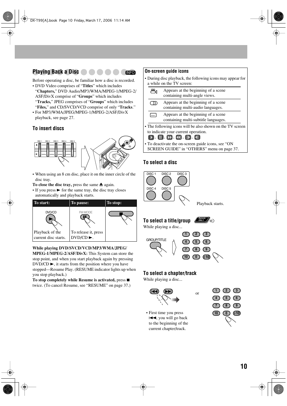 Playing back a disc | JVC DX-T66 User Manual | Page 319 / 356