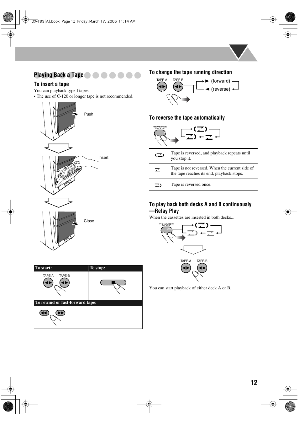 Playing back a tape | JVC DX-T66 User Manual | Page 321 / 356