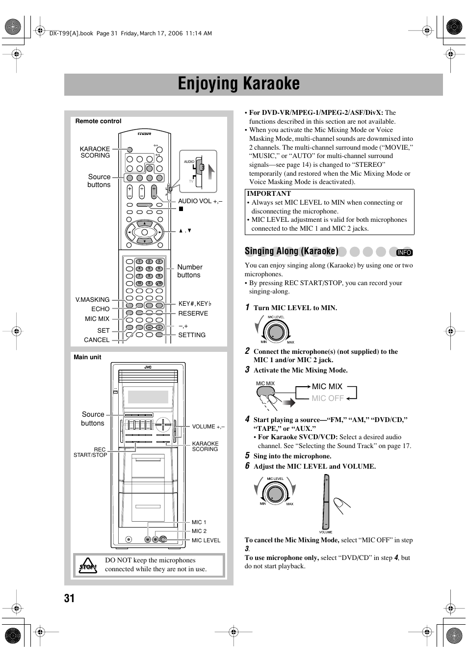 Enjoying karaoke, Singing along (karaoke) | JVC DX-T66 User Manual | Page 340 / 356