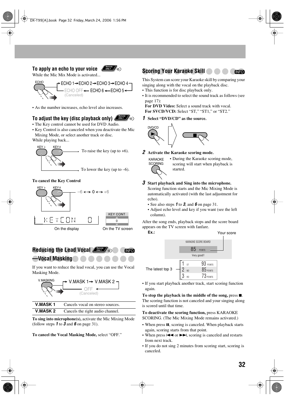 Reducing the lead vocal —vocal masking, Scoring your karaoke skill | JVC DX-T66 User Manual | Page 341 / 356