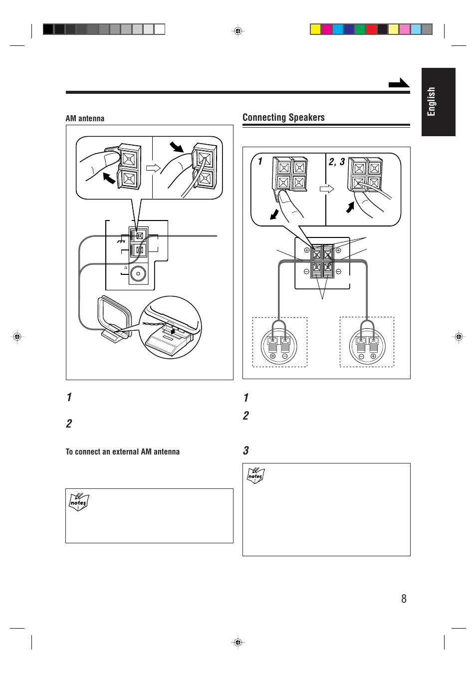 English, 12, 3 connecting speakers | JVC AX-UXG66 User Manual | Page 13 / 38