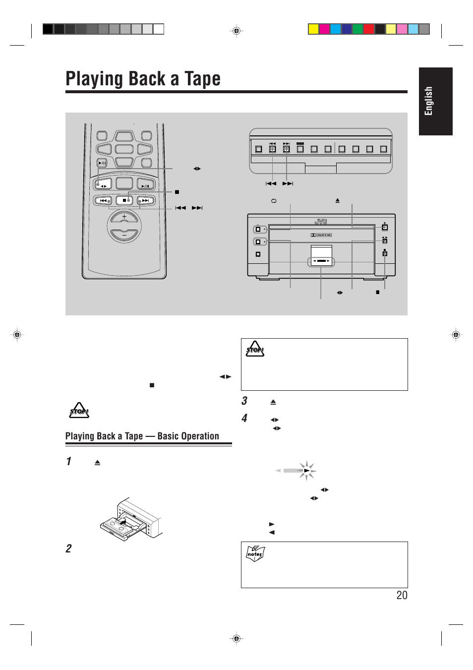 Playing back a tape, English, Playing back a tape — basic operation | JVC AX-UXG66 User Manual | Page 25 / 38